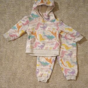 Colorful Dinosaur Hoodie and Pants Set